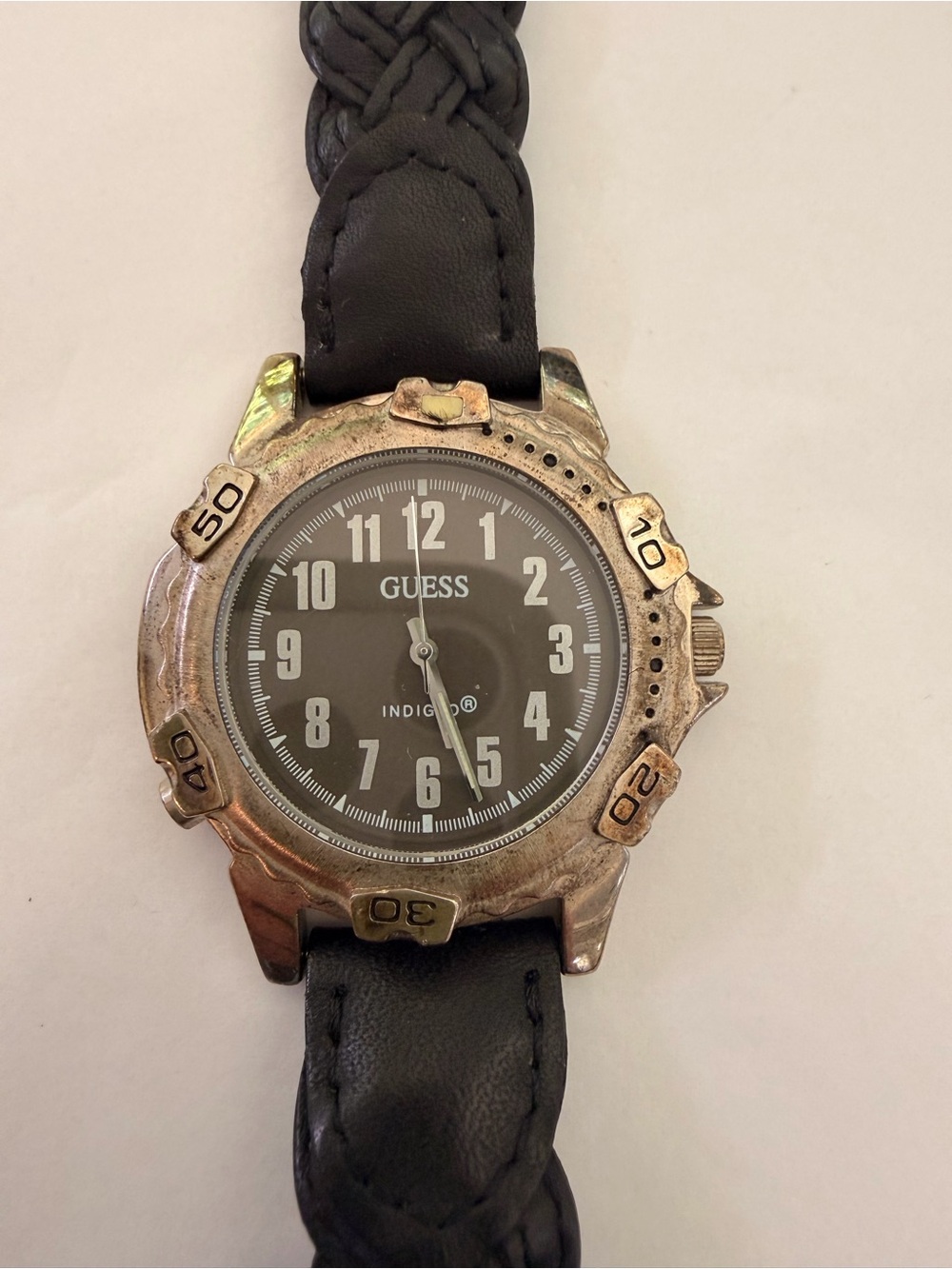 Vintage 1996 Guess Men’s Watch Black Braided Leather Band